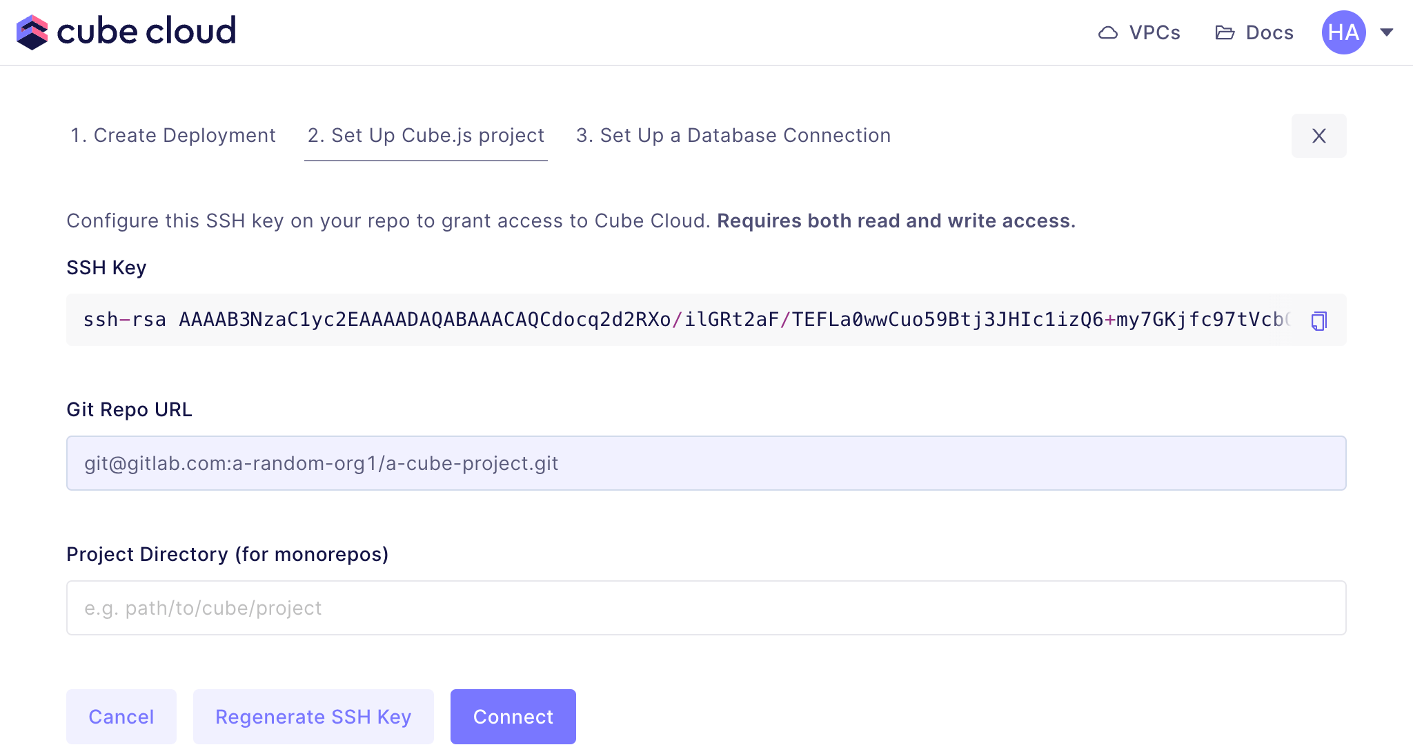 Getting SSH key from Cube Cloud